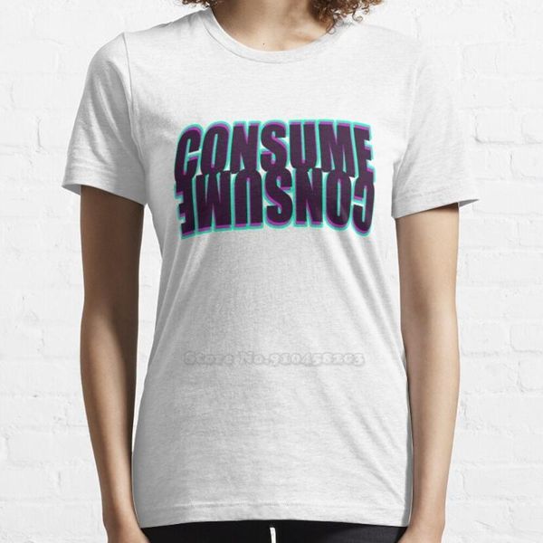 

women's t-shirt consume sleeve short t shirt streetswear harajuku slave capitalism consumerism philosophy, White