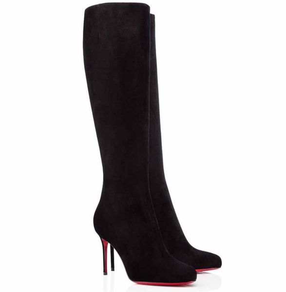 

[original box]famous winter brands fifi botta tall boot women's red bottom shoes elegant lady booties wedding dress party eu35-43, Black