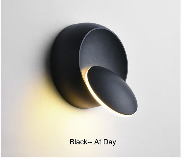 

wall lamps led lamp 360 degree rotation adjustable bedside light white and black creative living room round ac85-265v