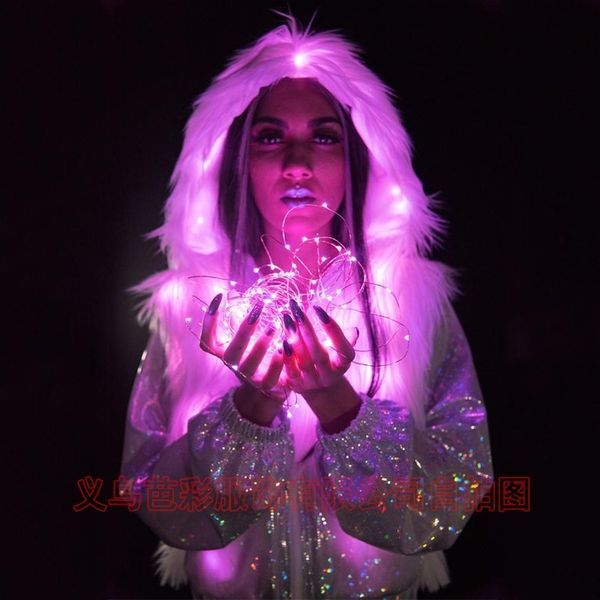 

led luminous clothing, nightclub bar, tiktok, clothing net, infrared set, casual jacket., Black