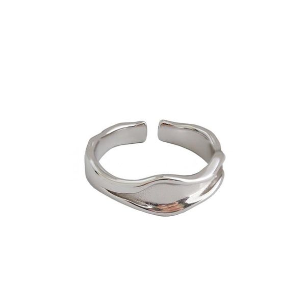 

cluster rings real 925 sterling silver irregular convex surface for women fine jewelry, fashion wedding party adjustable ring woman, Golden;silver