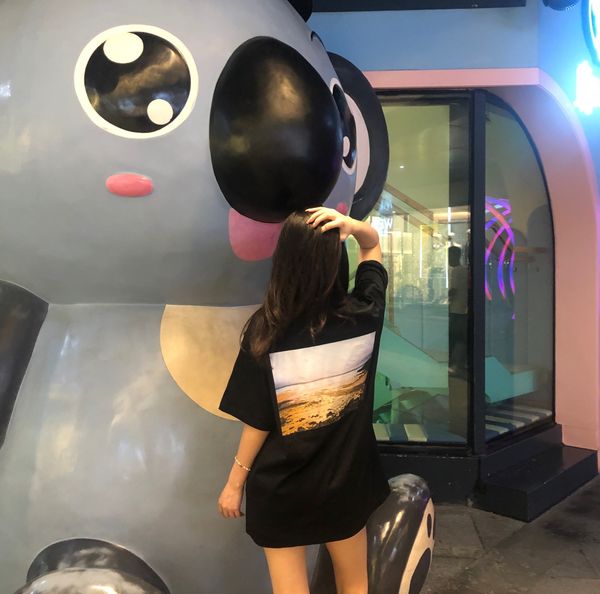 

feel of god fog essentials double line california limited trend loose high street style short sleeve t-shirt, White;black