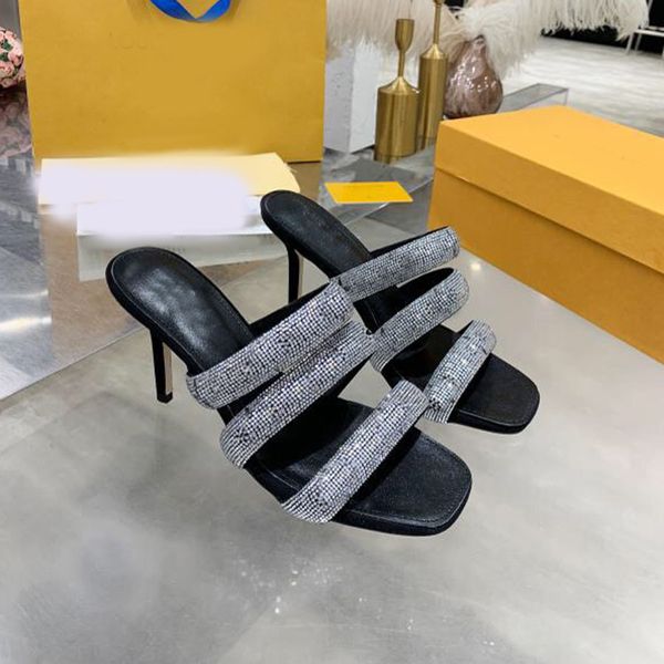 

fashion heels sandal slippers flash drill sequined cloth women shoes super high heeled sandals nubuck leather luxury designer shoe womens sl, Black