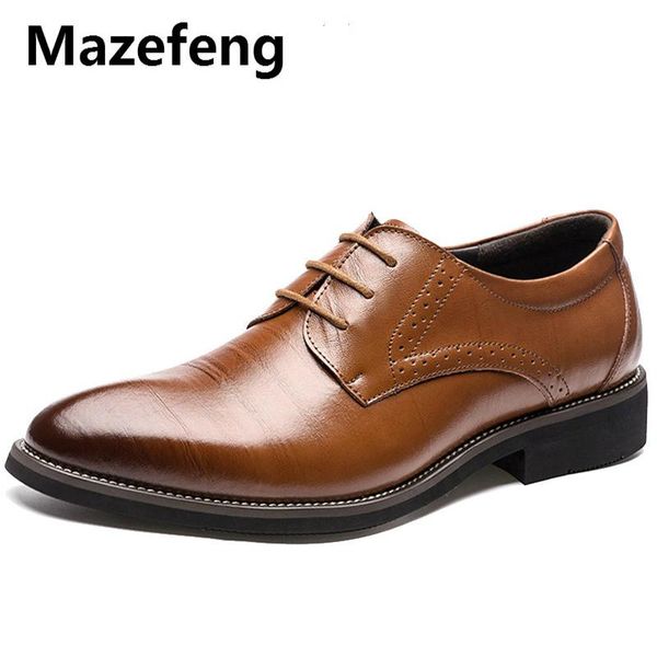 

dress shoes genuine leather men brogues lace-up bullock business oxfords male formal plus size38-48, Black
