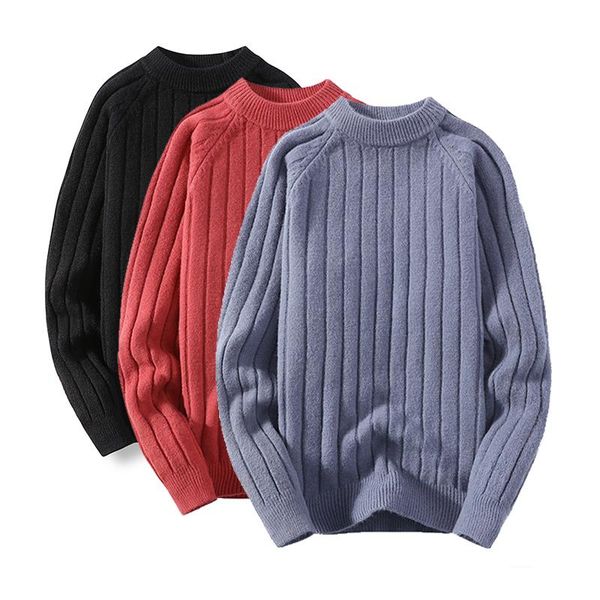

men's sweaters winter harajuku sweater casual thick round neck pullovers 2021 autumn outwear knitwear, White;black