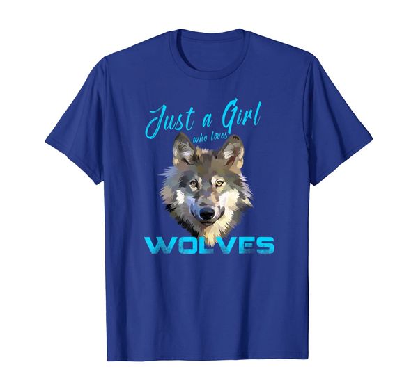 

just a girl who loves wolves shirt cute wolf gift for girls, White;black