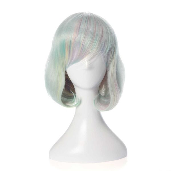 

country special color gradient colorful cosplay animation wig, Black