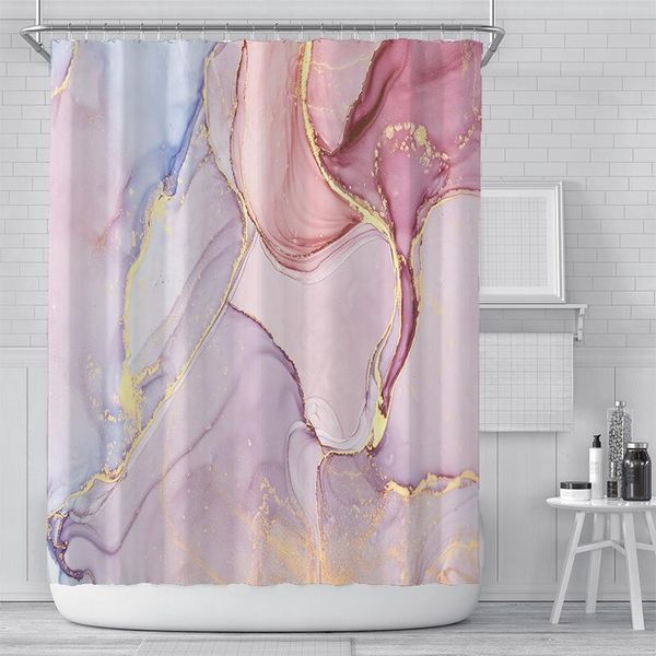 

shower curtains pink marble pringting curtain set with 12 hooks bathroom decoration