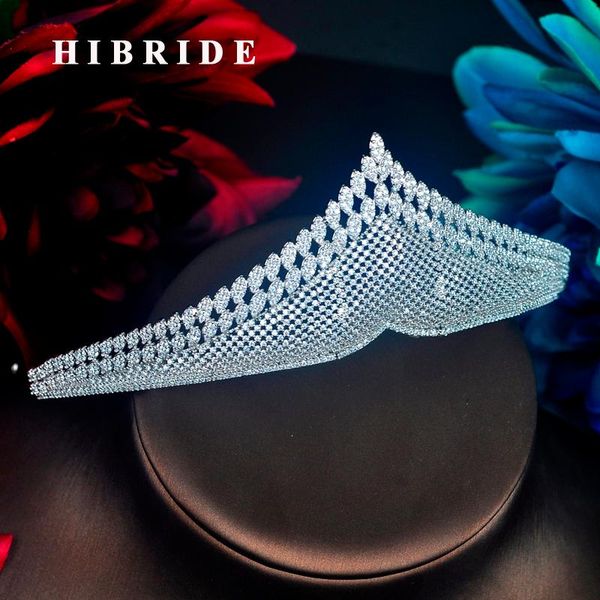 

hair clips & barrettes hibride luxury full cubic zirconia women wedding tiaras accessories for bridal head jewelry wholesale price c-92, Golden;silver