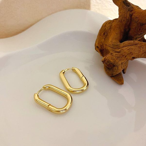 

hoop & huggie korean trendy women elegant small golden color earrings luxury contracted geometric personality fashion jewelry, Golden;silver