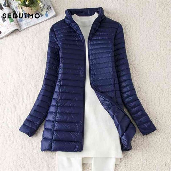

sedutmo winter long women down jackets ultra light duck coat thin slim black puffer jacket ed341 210923