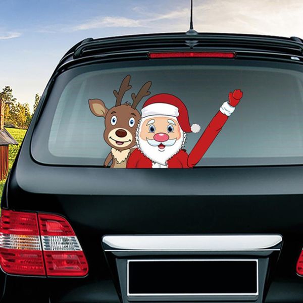 

christmas decorations decoration santa claus 3d pvc waving car stickers styling window wiper decals rear windshield decor