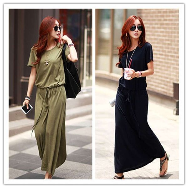 

korean relaxed and comfortable drawstring waist dress, Black;gray