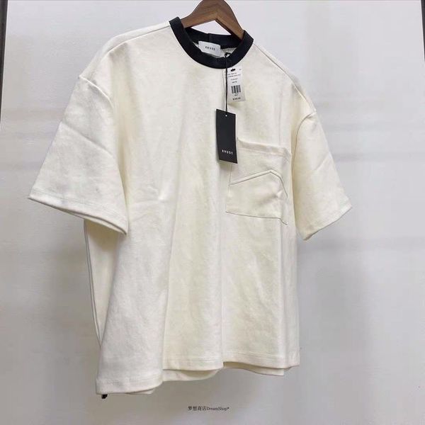 

2021 new camiseta workwear do escritrio das mulheres dos homens listra t-shirts casuais preto bege o-pescoo rhude t 1:1 alta qualidade d9b9, Black