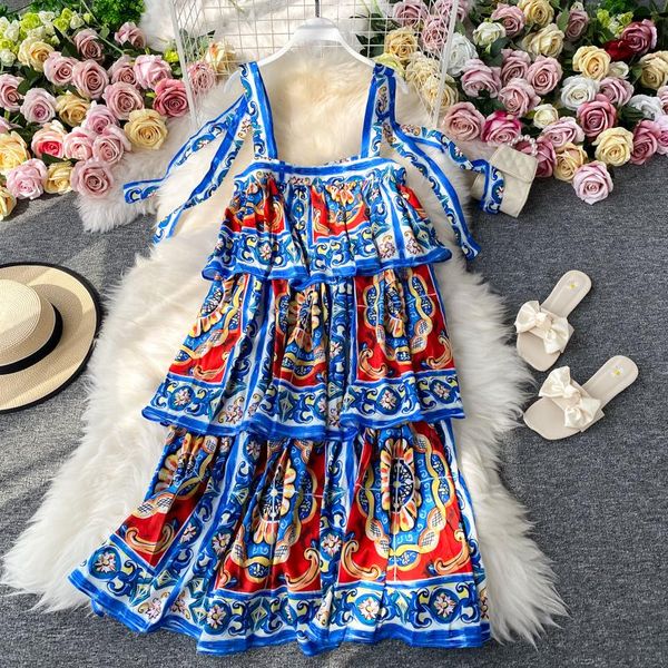 

casual dresses french lace sling dress women spring and summer 2021 women's print cake fashion temperament female, Black;gray