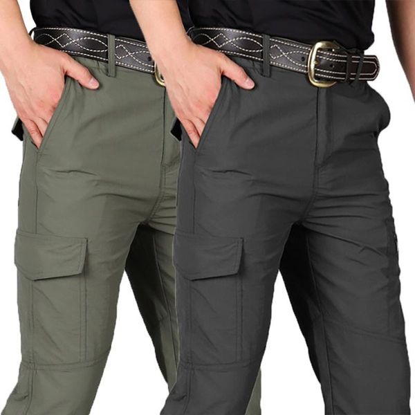 

men's pants casual cargo elastic outdoor hiking trekking army tactical sweatpant breathable lightweight waterproof slim trousers, Black