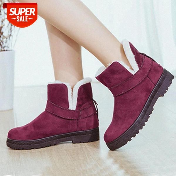 

winter boots fashion women's flat shoes woman boots botas with fur 2020 for female women shoes #7a0g, Black