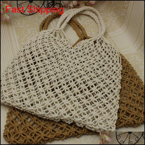 

fashion beach woven bag mesh rope weaving tie buckle reticulate hollow straw bag no lined net shou jlludo xhlove