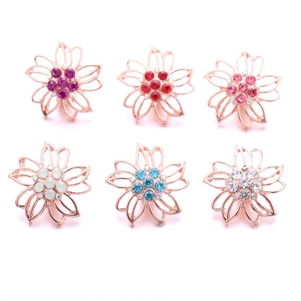 

wholesale crystal snap button women charms jewelry findings hollow rhinestone 18mm metal snaps buttons diy bracelet jewellery, Bronze;silver