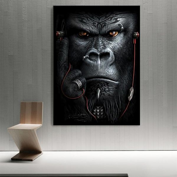 

paintings apes and monkeys listening to music wall art posters prints abstract animals canvas nordic picture for living room