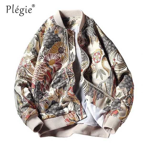

plegie embroidery baseball jacket fashion streetwear autumn winter zipper bomber 4xl 5xl plus size coats and s 211014, Black;brown