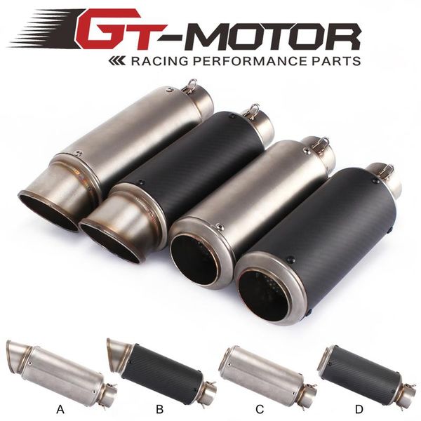 

motorcycle exhaust system gt motor - 51mm universal muffler modified stainless steel carbon fiber fit most