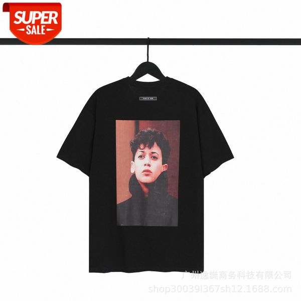 

double line eentials kh character print loose short-sleeved t-shirt #ve2b, White;black