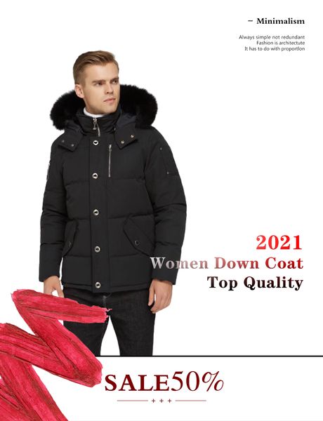 

winter mens down jacket men puffer canada real wolf fur hooded thick warm parka duck outerwear coats upscale, Black