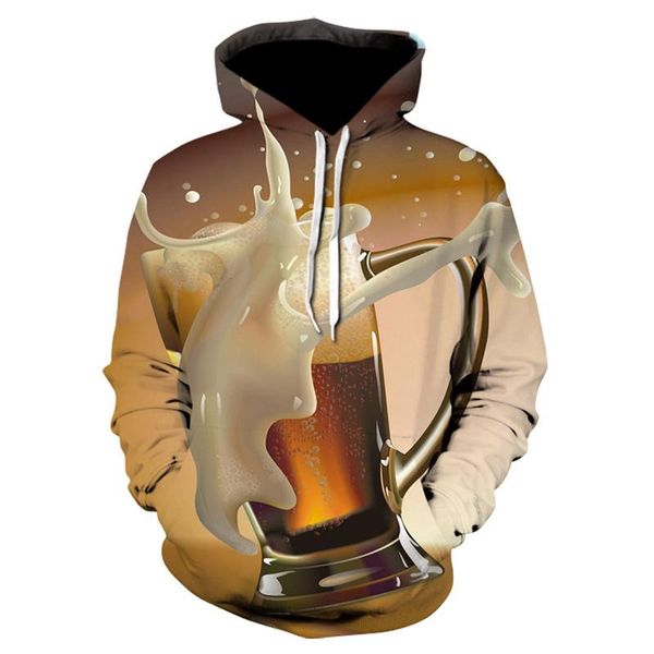 

men's hoodies & sweatshirts beer men various novelty yellow 3d print autumn long sleeves brand fashion streetwear casual pullover, Black