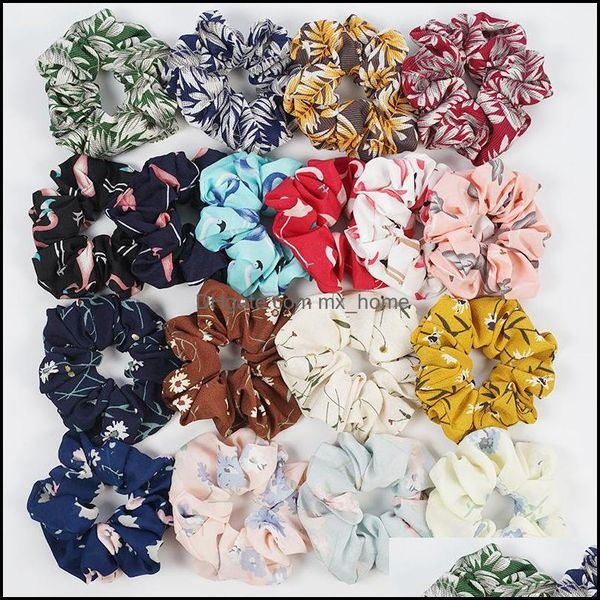 Acessórios de cabelo bebê, crianças maternidade mulheres floral scrunchies elásticos faixas flamingo impressão scrunchie seda hairband cabeça corda corda ponytail seguran