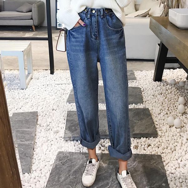 

women's jeans women vintage high waist feminino korean fashion blue wide leg denim femme loose pants