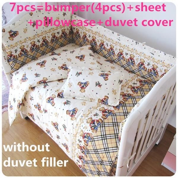 

6/7pcs crib bedding set 100% cotton curtain crib bumper washable toddler baby bed linens protetor de berÃ§o,120*60/120*70cm
