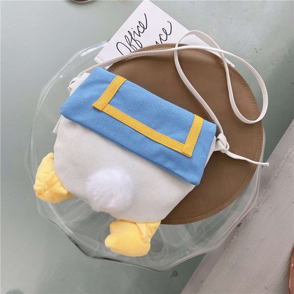 

hbp canvas female 2021 new fashion messenger student cute cartoon duck butt bag