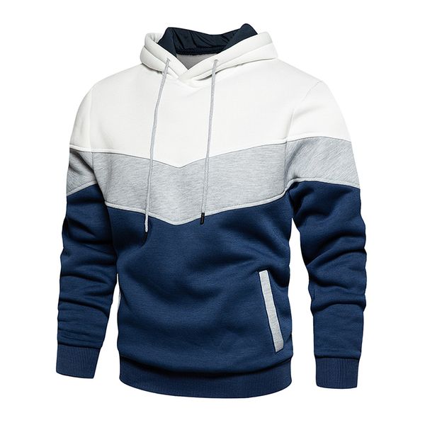 

2021 new fashin men's hoodies male casual fleece patchwork hooded sweatshirt warm streetwear spring men clothing eu size j4cf, Black