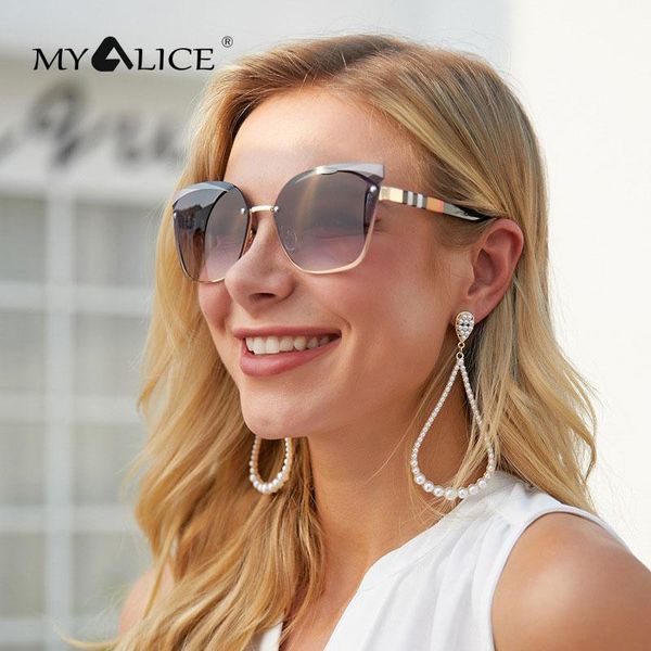 

sunglasses myalice women fashion cat eye personality color line decoration glasses legs feminino party uv400, White;black