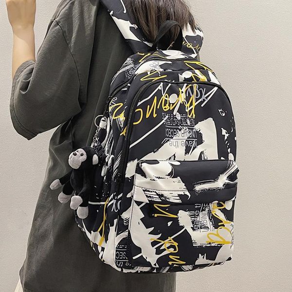 

backpack graffiti ladies men's camouflage travel fashion casual street cool college student bag