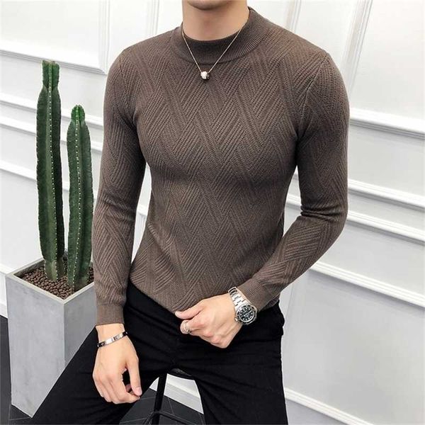 

brand winter warm sweater men turtleneck mens pullover solid color casual slim fit pullovers knitted men sweaters 201221, White;black