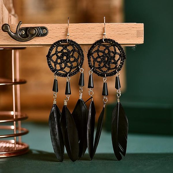 

dangle & chandelier korean earrings for women feather tassel long water drop bohemian fashion jewelry e1437, Silver