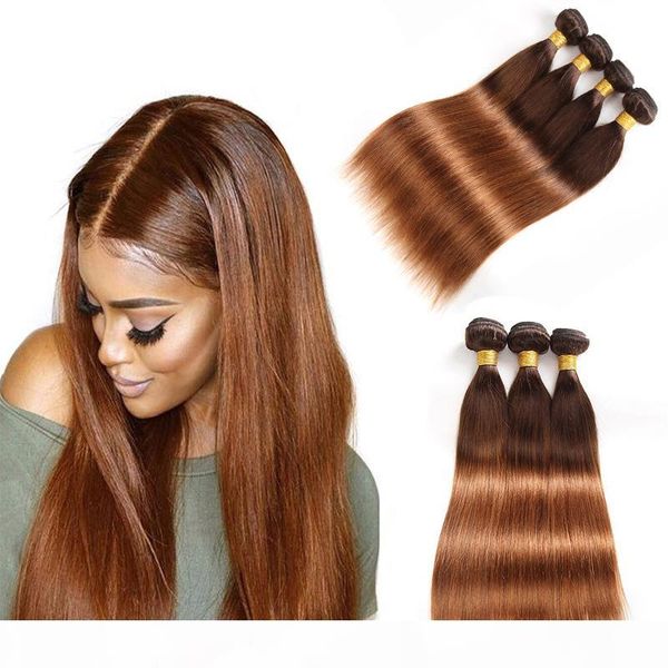 

ombre brazilian human hair bundles deals colored straight and body 4 30# dark brown virgin hair weave two tone hair wefts extensions, Black