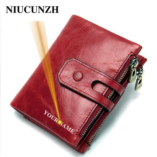 

wallets niucunzh wallet for men and women short genuine leather vintage money purse bag with hasp zipper 8562, Red;black