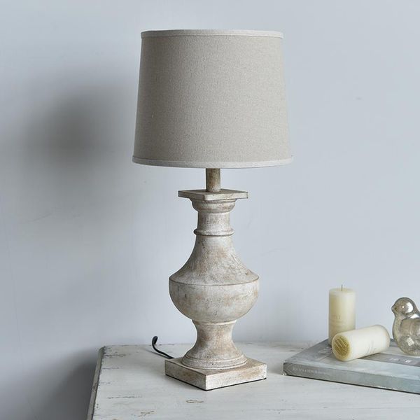 

american country solid wood table lamp square antique bedroom living room homestay club art decoration table lamp
