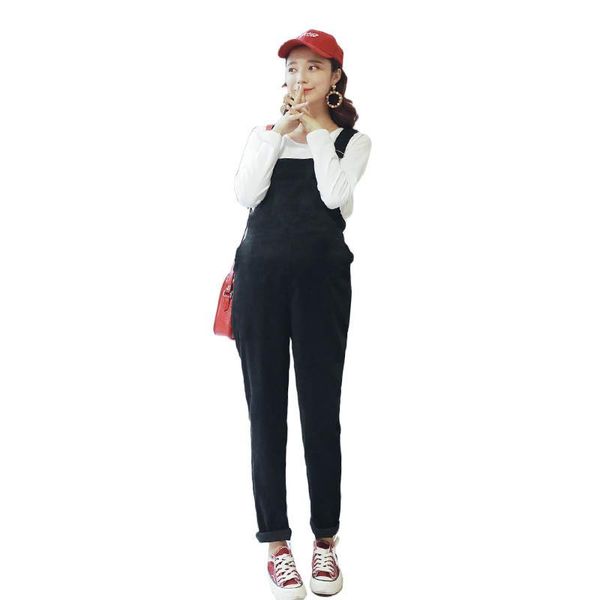 

maternity bottoms jumpsuit pants long corduroy pregnancy clothes for pregnant women overall roupa gestante trousers autumn maternite, White