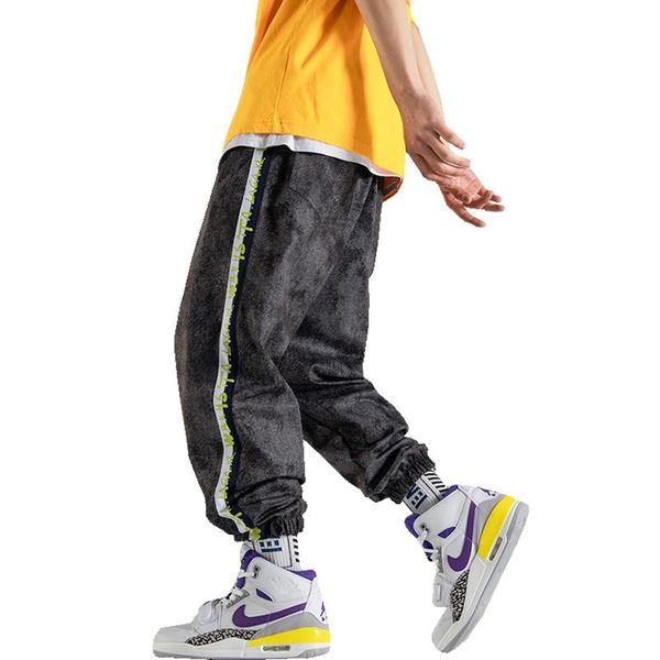 

men's pants streetwear men autumn hip hop harem casual oversize 5xl joggers trouers, Black