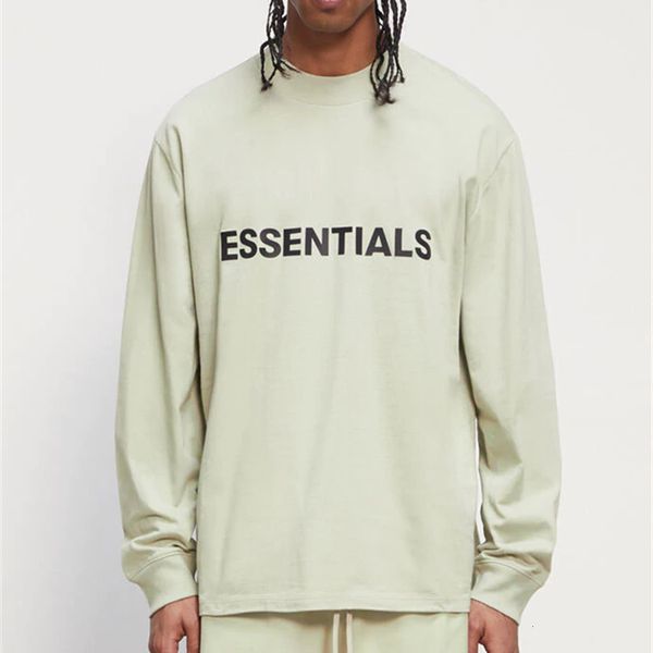 

2021 new 3d letters t-shirt men women 1:1 oversize apricot gray fog tee essentials long sleeve t shirt vz8e, White;black