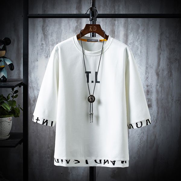 

2021 new letter t-shirt print cotton summer short neck male shirt 299k, White;black