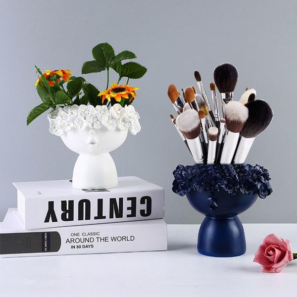 

resin vase home decoration sculpture statue decoration makeup brush holder flower pot pen holder deskart supplies gift
