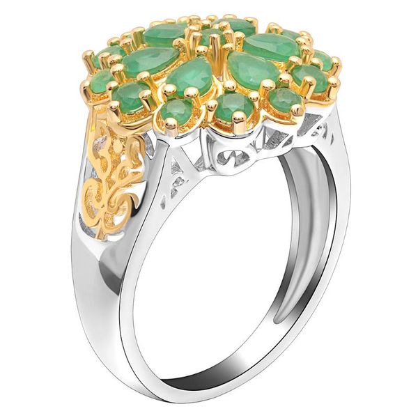 

wedding rings elegant noble micro pave green zircons gold flower white for woman femme romantic style finger gift, Slivery;golden