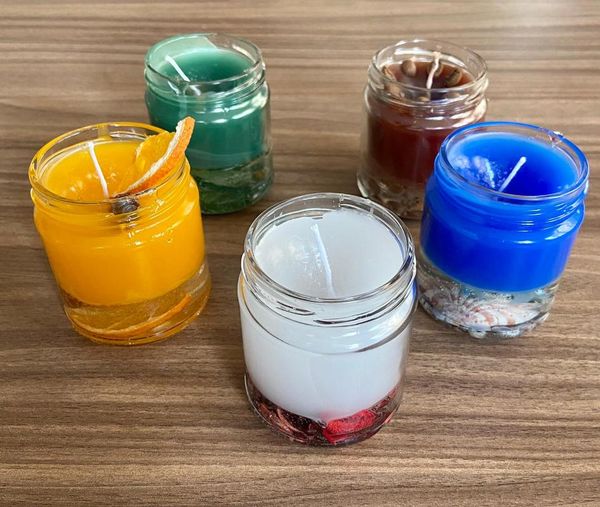 

5 scented jar designed handmade candles