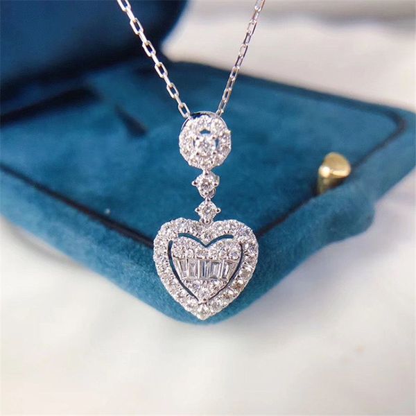 

heart love lab diamond cz pendant 925 sterling silver party wedding pendants chain necklace for women bridal fine jewelry