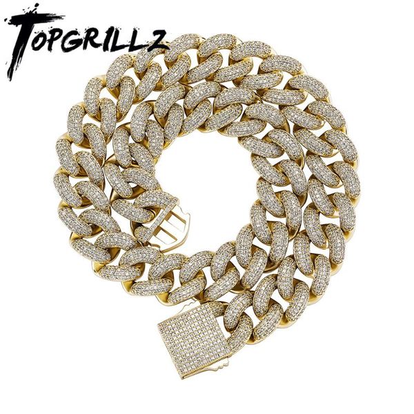 

chains rillz 18mm iced luxury cuban link chain necklace full micro pave prong setting cz stone hip hop jewelry mens, Silver